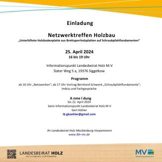 Einladung zum Netzwerktreffen des Landesbeirat Holz M-V